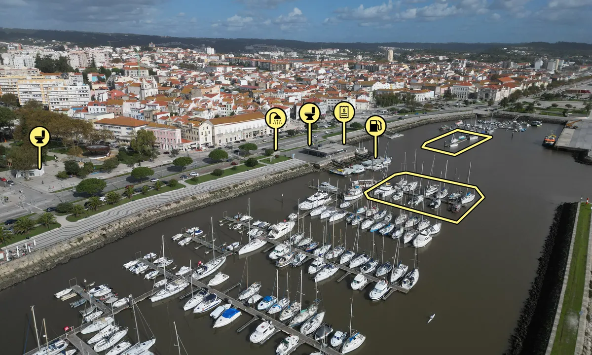 Porto de Recreio da Figueira da Foz: Denne delen av havna er ikkje for gjester, men nærmast havnekontoret er det gjesteplassar.