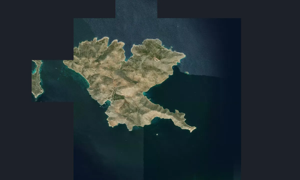 Flyfoto av Pserimos Island, Vathy Bay