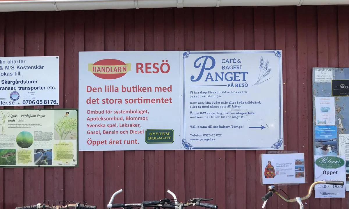 Det er en liten matbutikk og et godt bakeri på Resö