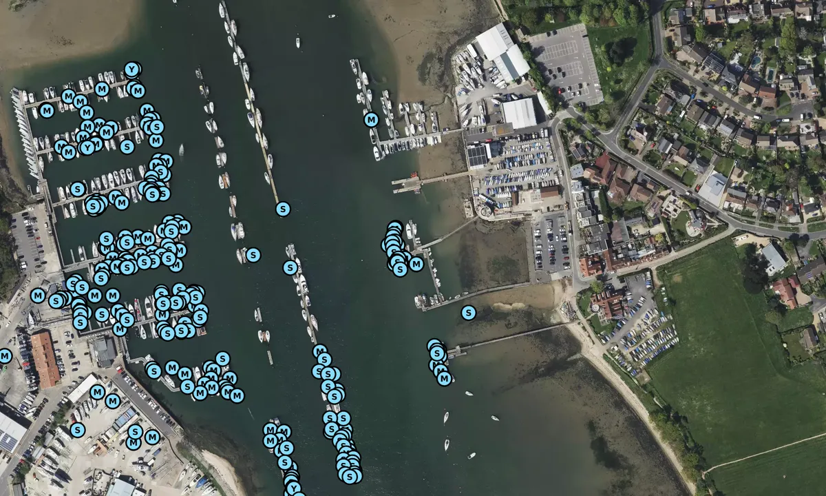 Satelite image of River Hamble Harbour Authority visitor pontoon
