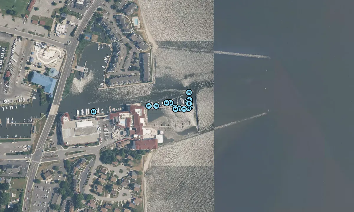 Satelite image of Rod and Reel Docks at Chesapeake Beach Hotel