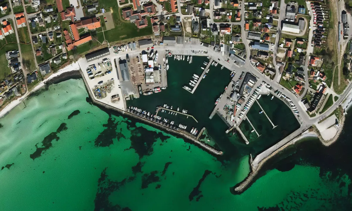Flyfoto av Rødvig Lystbådehavn