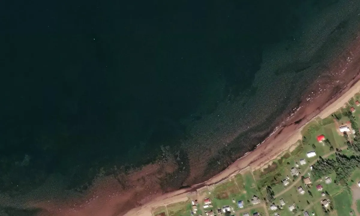 Satelite image of Rushton's Beach