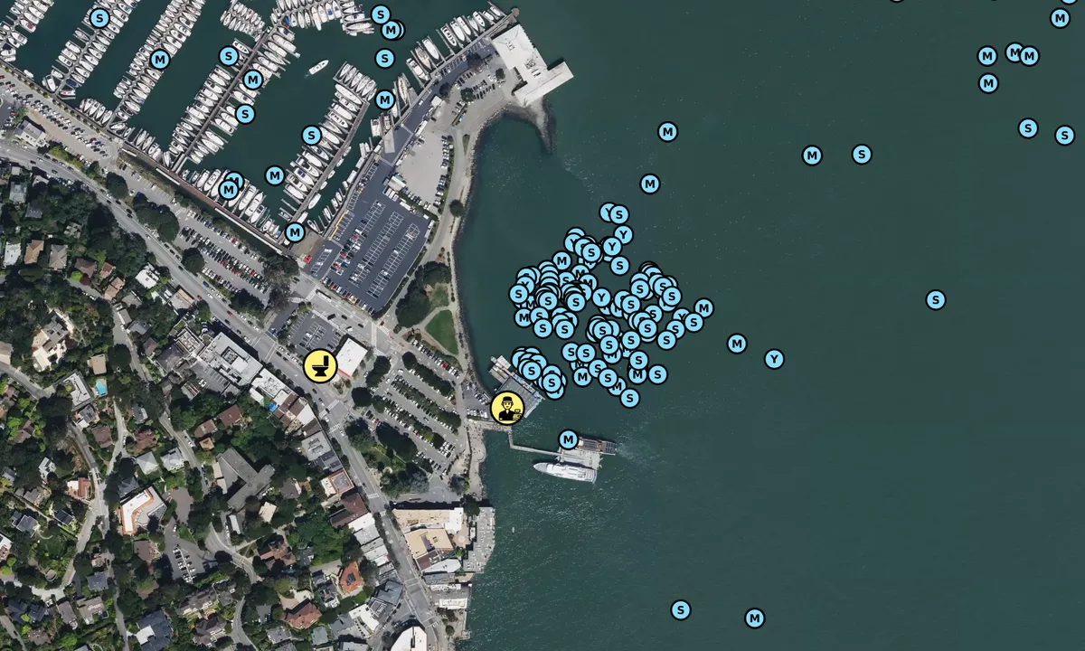 Satelite image of Sausalito Yacht Club