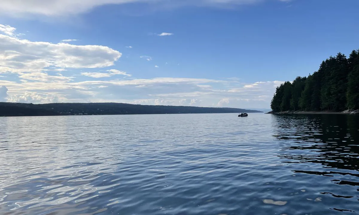 Sjødalstrand : Nordover med Nesodden i bakgrunnen.