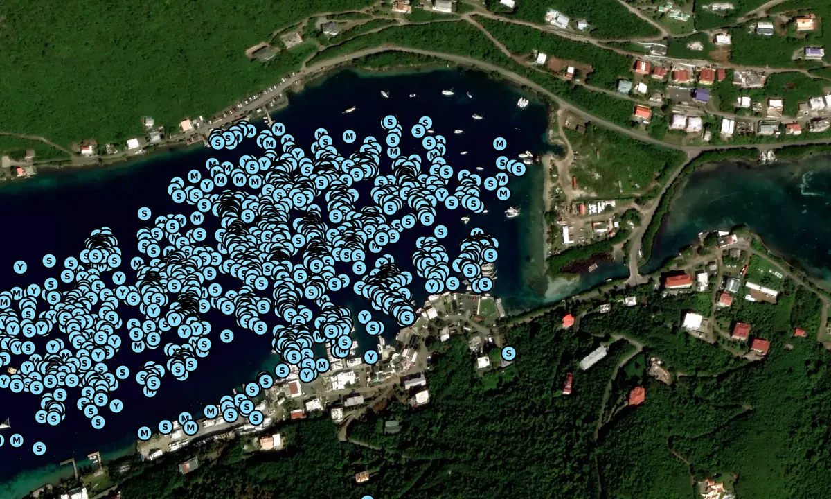 Satelite image of Soper's Hole Marina