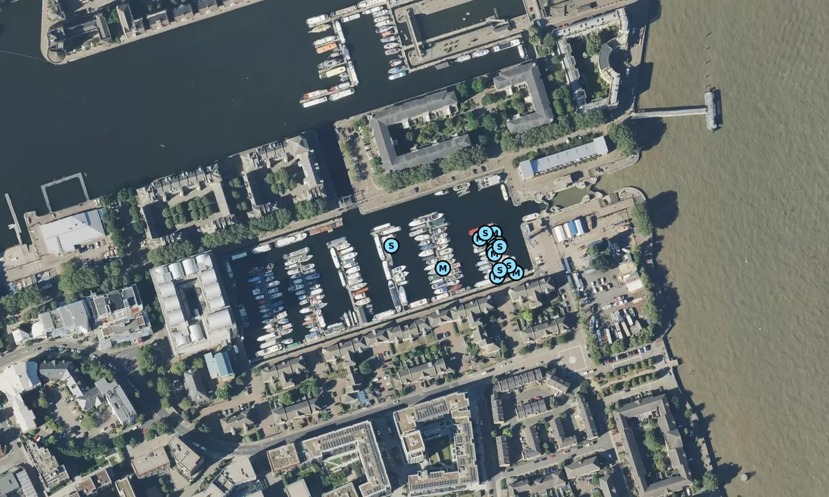 Satelite image of South Dock Marina - London