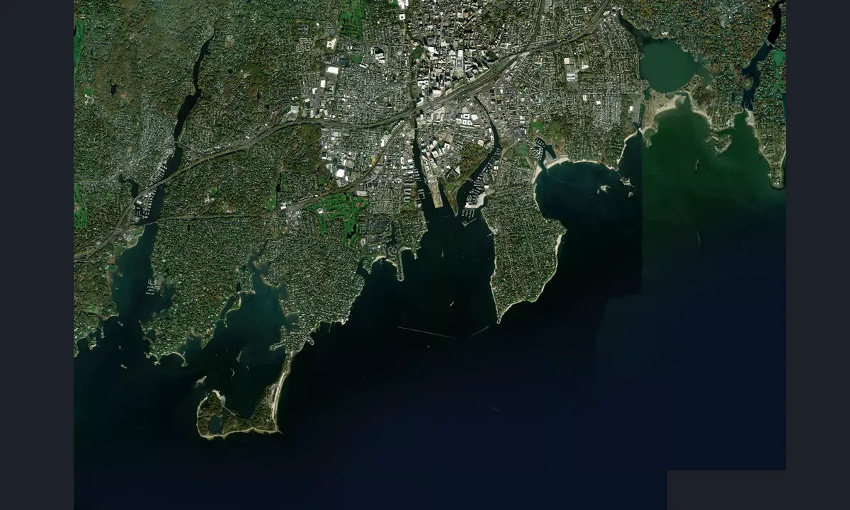 Flyfoto av Stamford Harbor