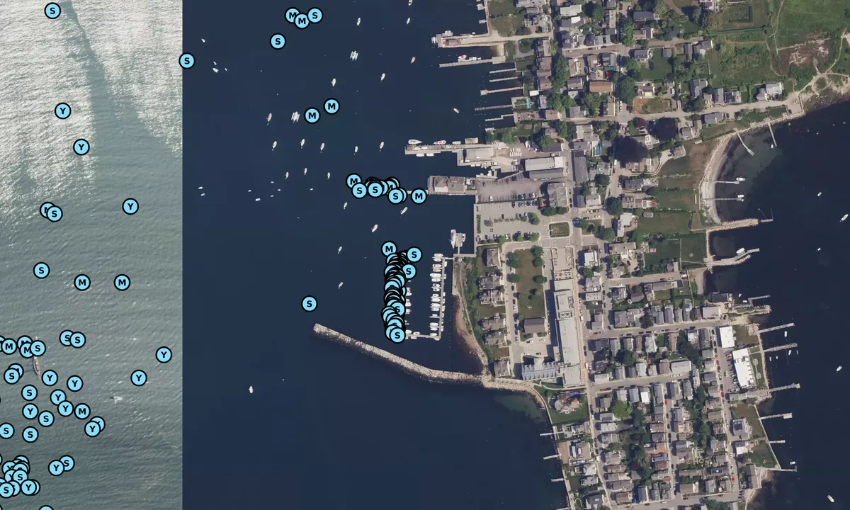 Satelite image of Stonington Harbor Yacht Club