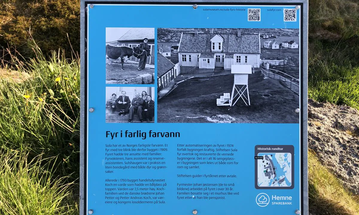 Sula fyr: «Fyr i farlig farevann».