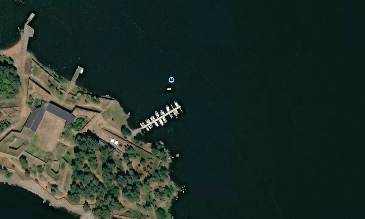 Satelite image of Svartholm Fortress Island
