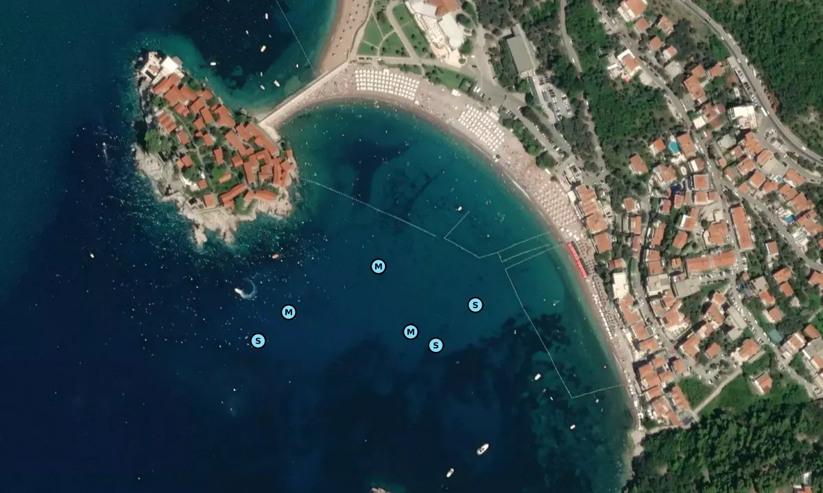Satelite image of Sveti Stefan South bay