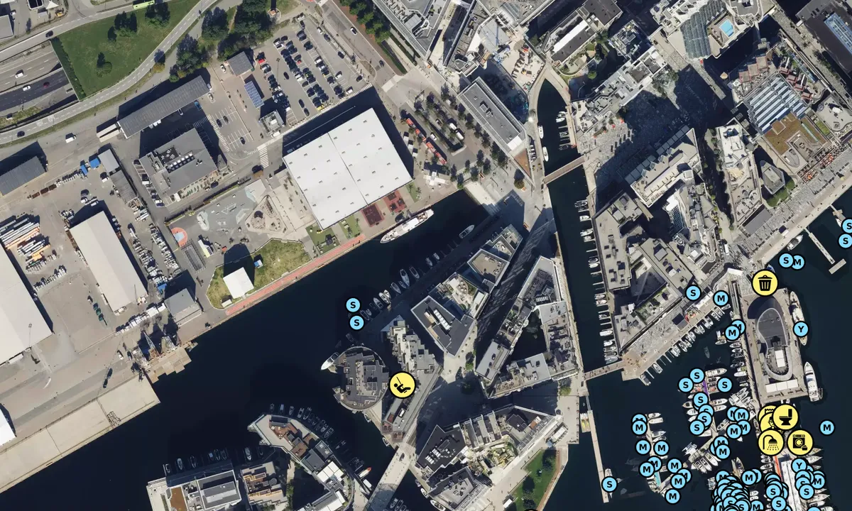Satelite image of Tjuvholmen gjestehavn