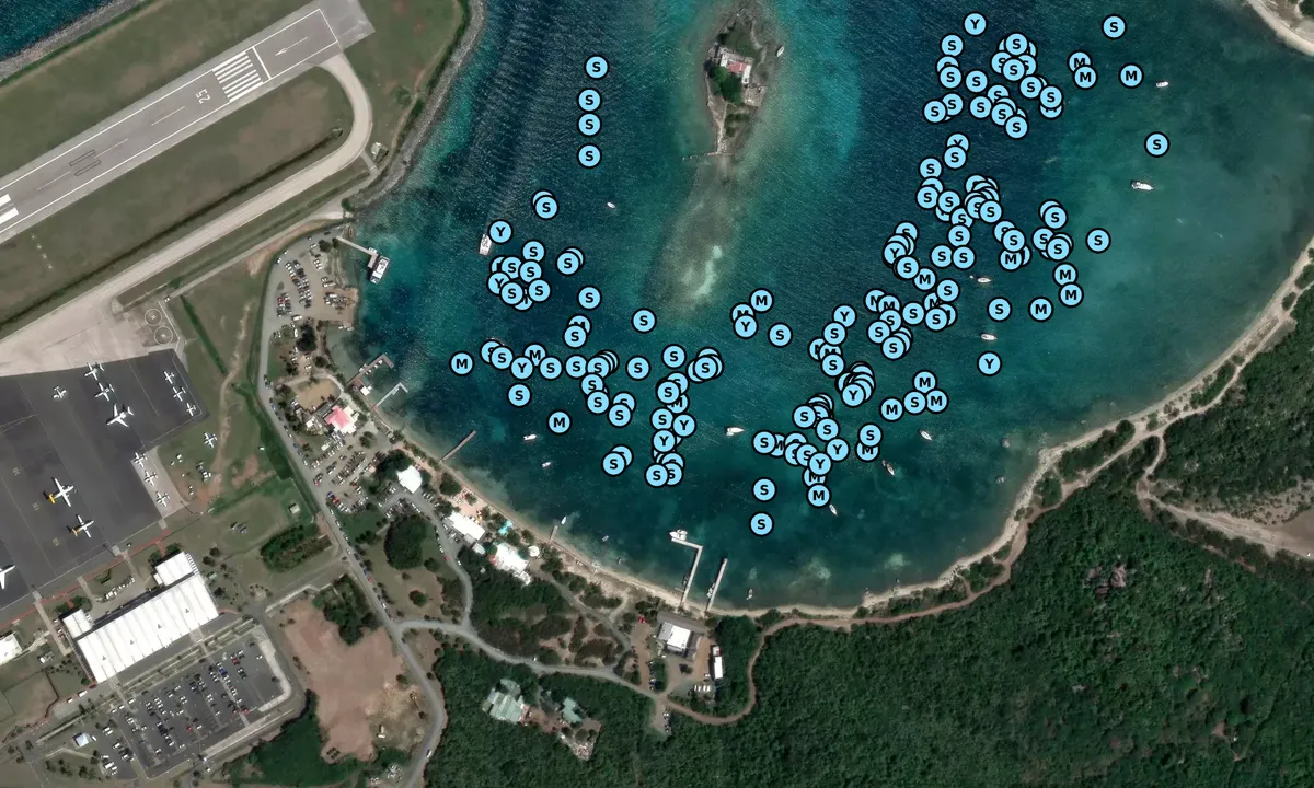 Satelite image of Trellis Bay (moorings)