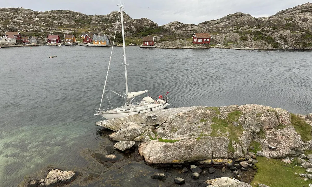 Udvår: Innerste brygge med en liten gresslette med plass til et lite telt. Grill er der også. 19/8/23.