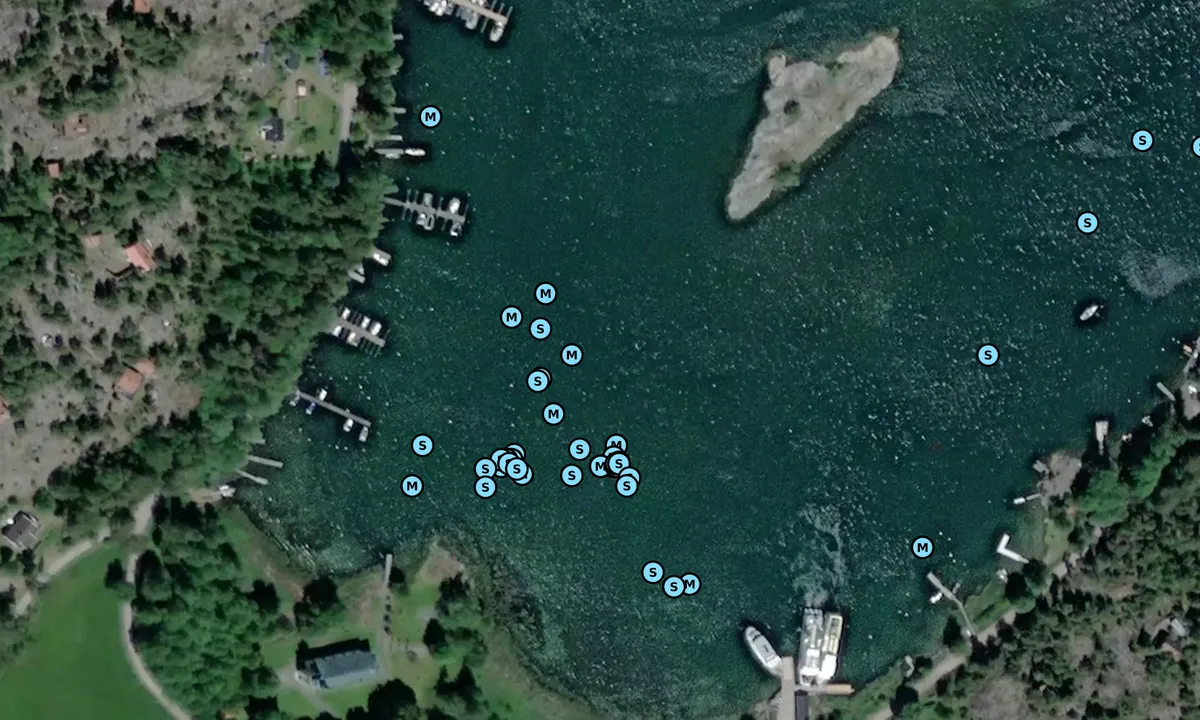 Satelite image of Utö - Kyrkviken - SXK Stockholm bouy