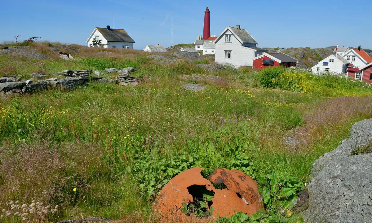 Utvær: Remains from WW2.  It is told that just after some kids had played by the shore, a mine drifted in and exploded.  No one was hurted.  This happend around 1950.