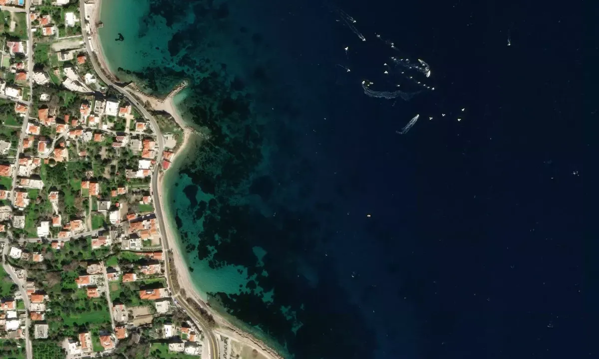 Satelite image of Velonas Beach (Easter Anchorage)