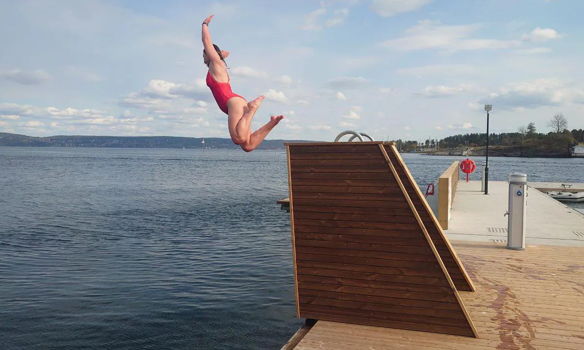 Vollen Marina Gjestehavn: Egen badeplass på gjestebrygga.