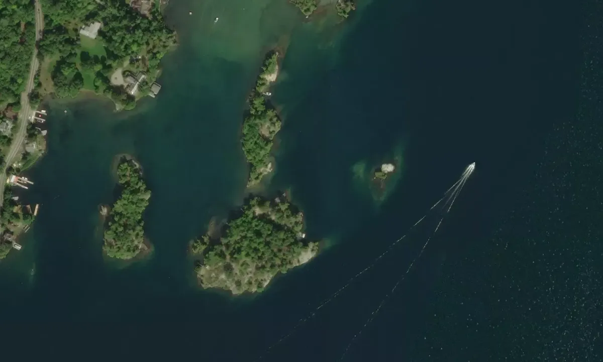 Satelite image of Waltonian Island lake george Ny